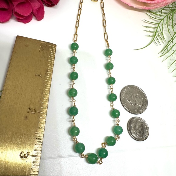 NEW⚜️Green Agate Gemstone Beaded Necklace - Picture 6 of 6
